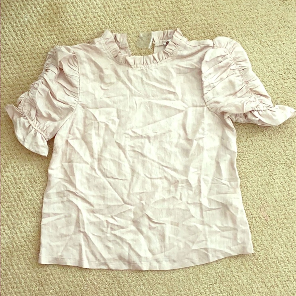 Blush pink ruffled shirt